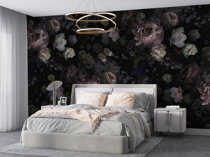 کاغذ دیواری سه بعدی گل رنگ مشکی M10011300 اتاق خواب