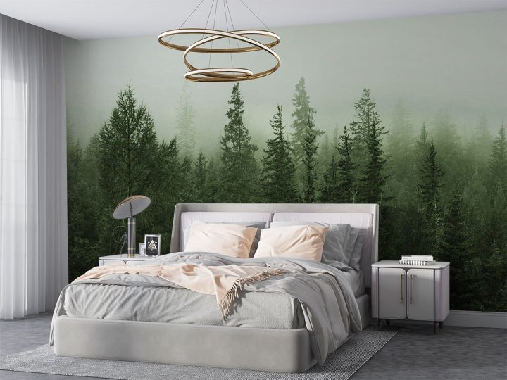 پوستر دیواری طبیعت جنگل سبز رنگ M10056210 اتاق خواب