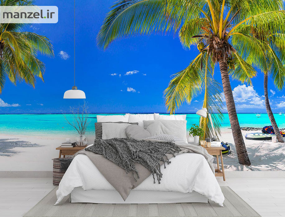 کاغذ دیواری سه بعدی منظره دریا جدید برای اتاق خواب