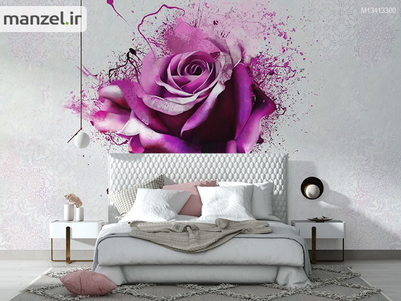 کاغذ دیواری گل برای اتاق خواب زوج عروس و داماد